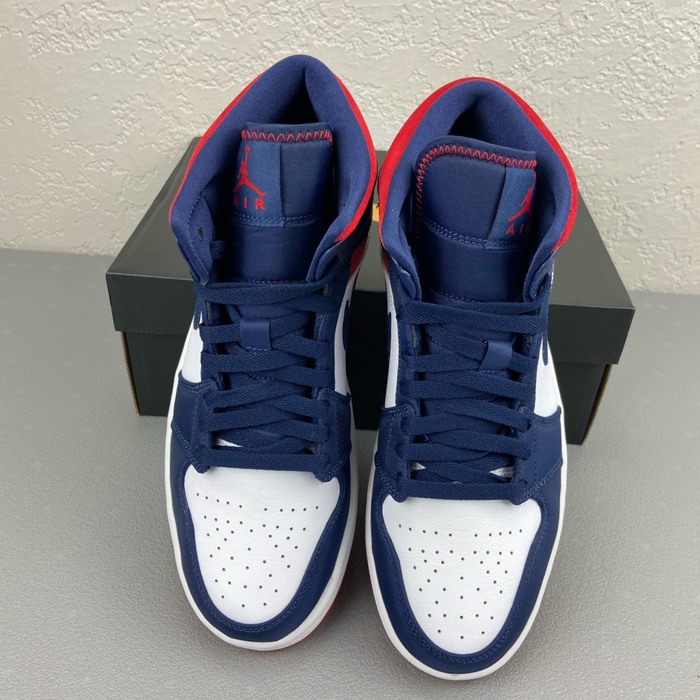 Air Jordan 1 Mid SE White Navy Red 852542-104 - Picture 3 of 5